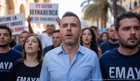 Vox-nahe Gewerkschaft fordert 729.000 Euro von Emaya Protest der Gewerkschaft USTE vor Emaya in Palma de Mallorca