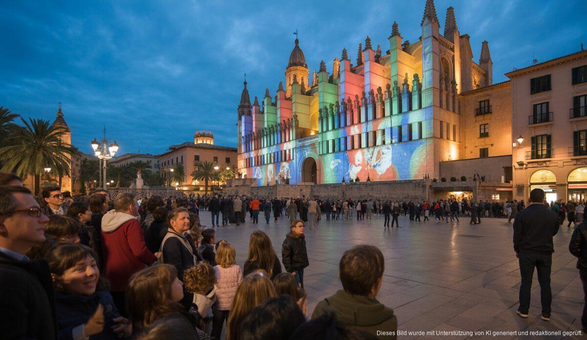 Weihnachtsbeleuchtung auf der Plaza de la Reina in Palma de Mallorca