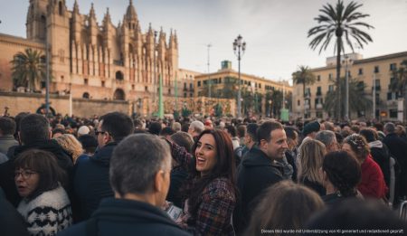 Palma erstrahlt: Weihnachtsbeleuchtung und festliche Aktionen starten Weihnachtsbeleuchtung auf der Plaça d'Espanya in Palma de Mallorca.