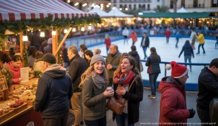 Weihnachtsmärkte und Attraktionen auf Mallorca sorgen für festliche Magie Weihnachtsmarkt auf Mallorca mit festlich beleuchteten Ständen und Besuchern