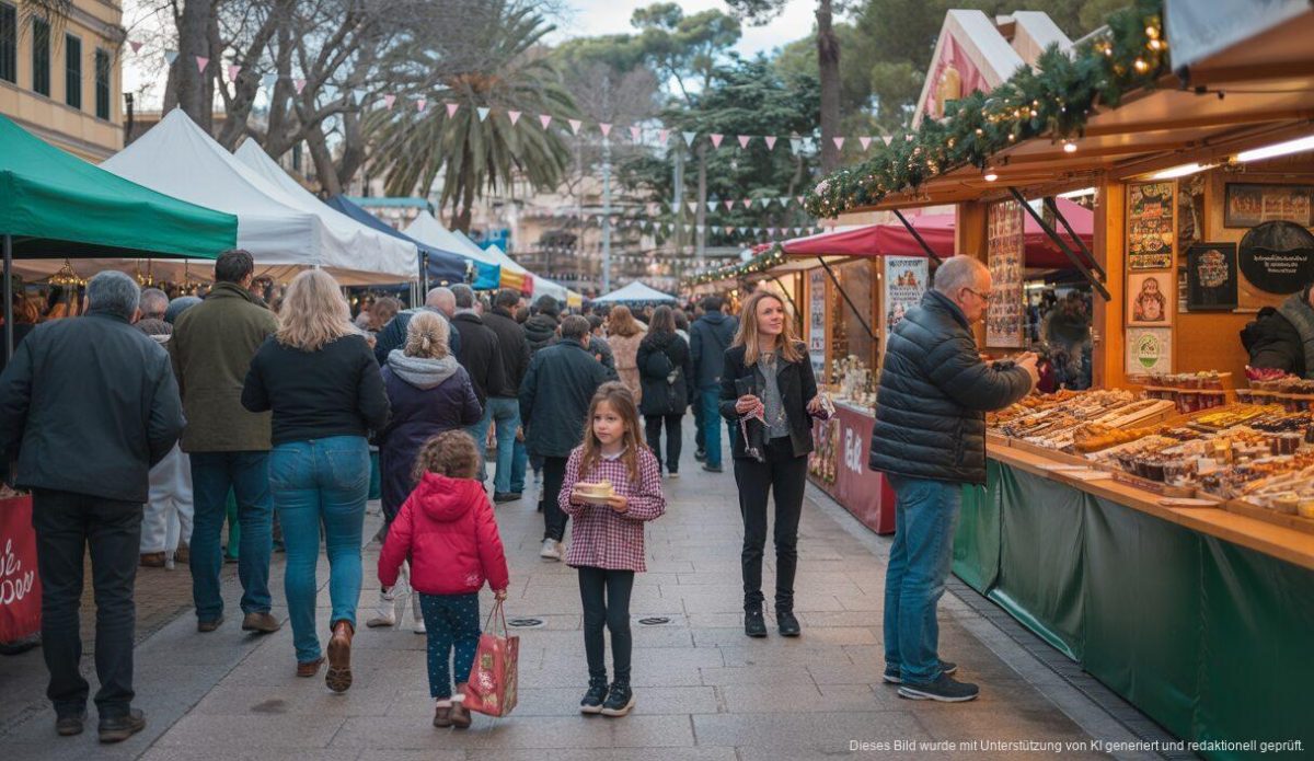 Streit um Weihnachtsmarkt in Palma: Anwohner setzen Einschränkungen durch Weihnachtsmarkt in Palma mit internationalen Ständen und Einschränkungen.