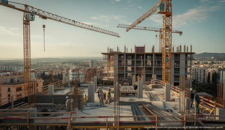 Wohnungsbau auf Mallorca: Strategische Projekte vor Herausforderungen Bauarbeiten in Palma de Mallorca mit aktiven Bauarbeitern und Kräne