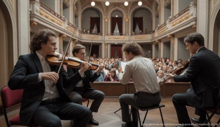 Wolfgang Amadeus Mozart und seine bleibende Wirkung auf die Musik Mozart-Aufführung in einem historischen Konzertsaal