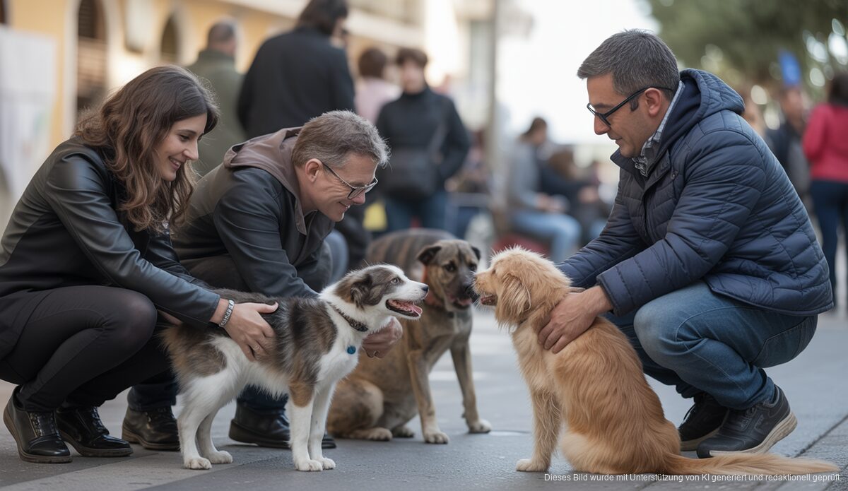 Tieradoptionsevent in Palma mit Hunden und Katzen zur Weihnachtszeit