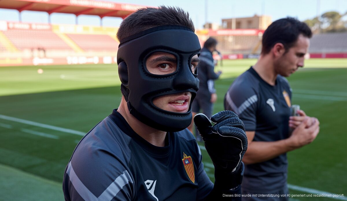 Antonio Raíllo kehrt mit Maske ins Team von Mallorca zurück Antonio Raíllo mit Schutzmaske beim Training von RCD Mallorca