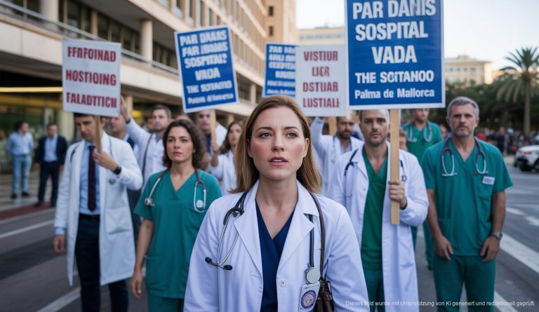 Massiver Ärzte-Streik auf Mallorca: Gesundheitssystem im Ausnahmezustand Ärztestreik vor Krankenhaus in Palma de Mallorca