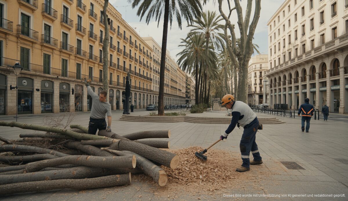 Fällung von Bellasombra-Bäumen auf der Plaza Llorenç Villalonga in Palma