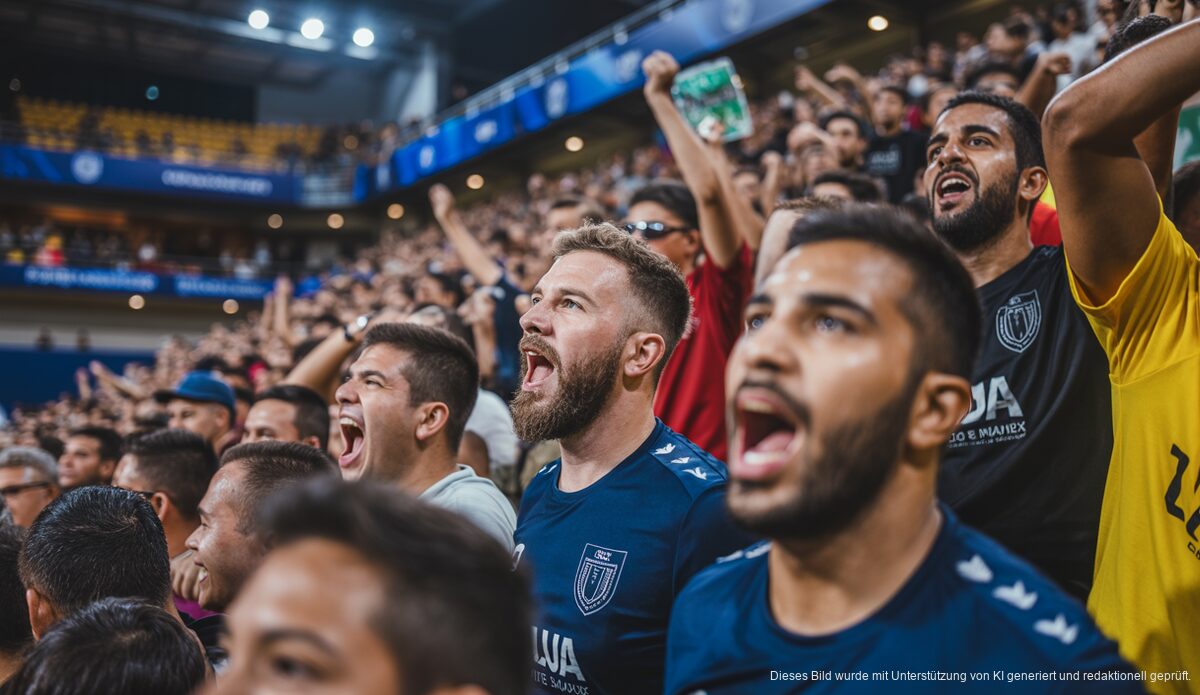 Futsal-Spiel in Son Moix, Spieler und Fans in Aktion