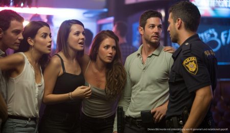 Polizei und Zeugen im Nachtlokal in Palma bei einer Untersuchung eines Angriffs