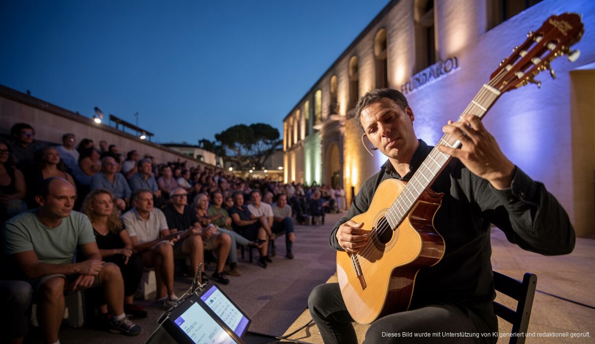 Gitarrist Zsombor Sidoo bei einem Gitarrenfestival in der Fundació Miró auf Mallorca