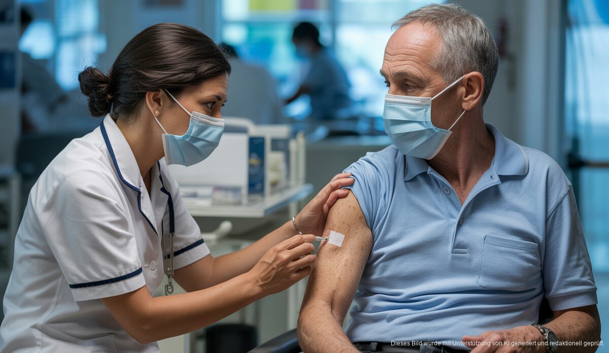 Mediziner beraten älteren Patienten über Impfungen auf den Balearen