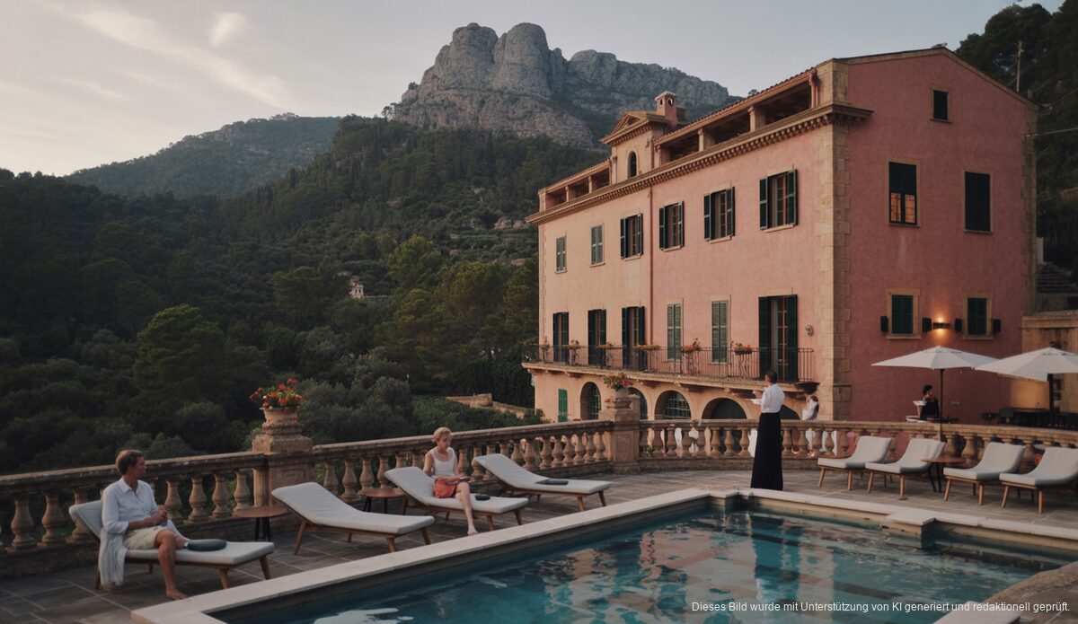 Hotel Es Molí in Deià mit Blick auf die Tramuntana