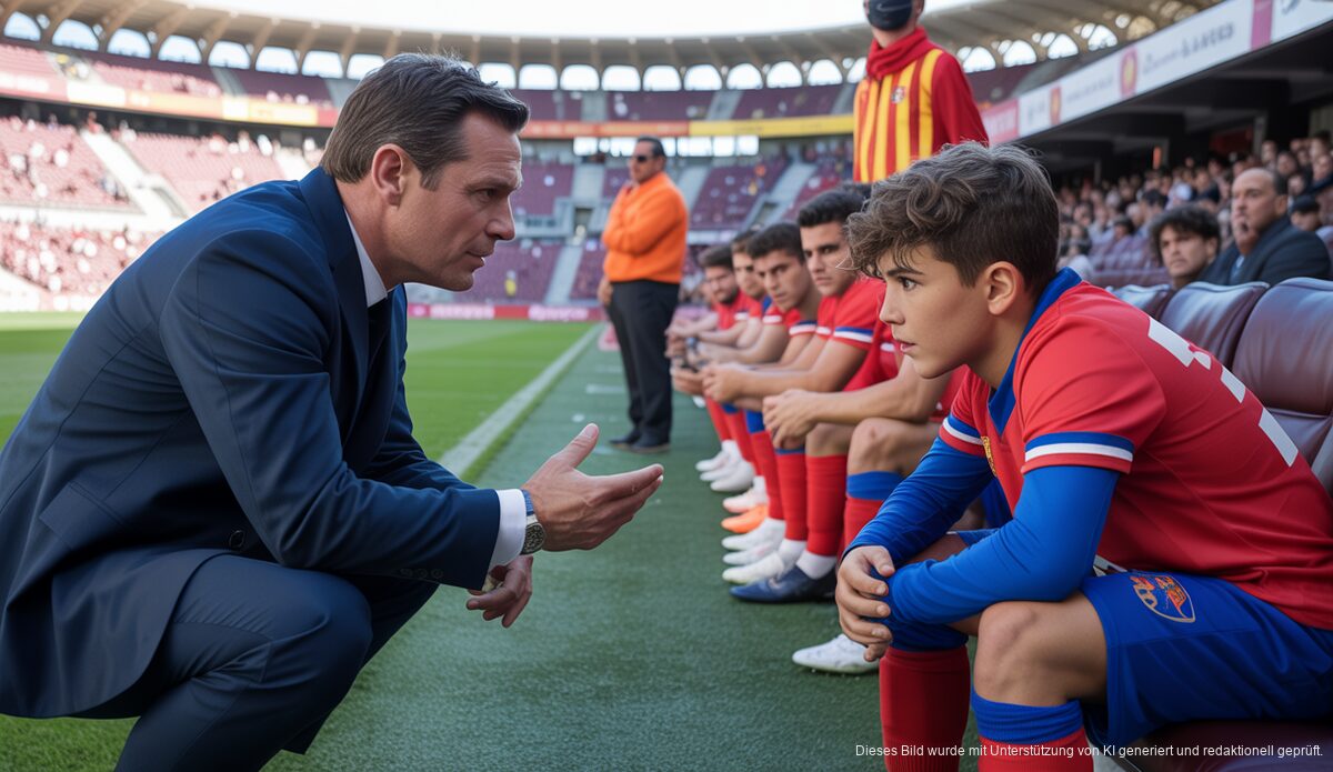 Trainer und Spieler von Mallorca bei der Vorbereitung vor einem Pokalspiel