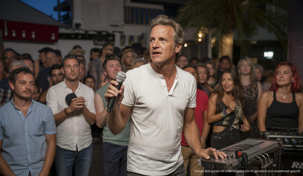 Peter Klein auf der Bühne in Mallorca, vom Handwerker zum Sänger