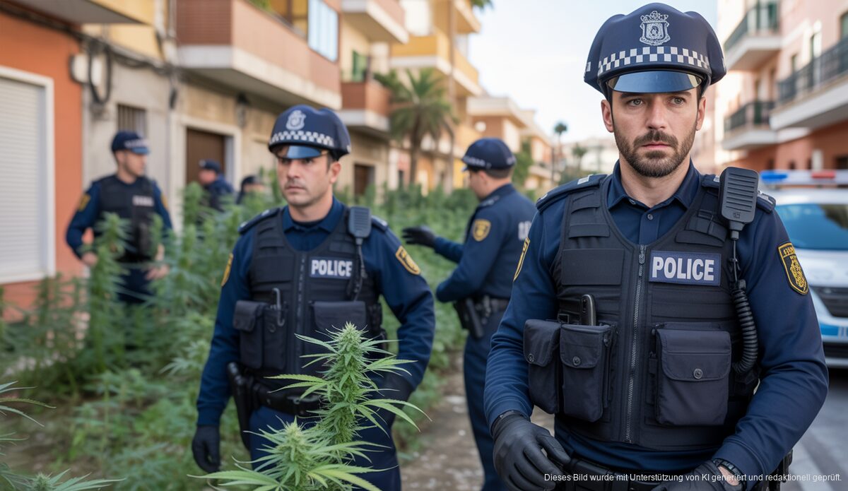 Polizeiaktion bei der Aufdeckung einer Marihuana-Plantage auf Mallorca