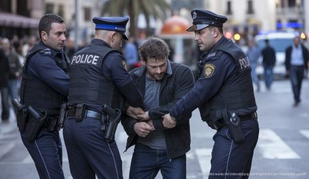 Polizeibeamte verhaften Verdächtigen bei einem Überfall in Palma