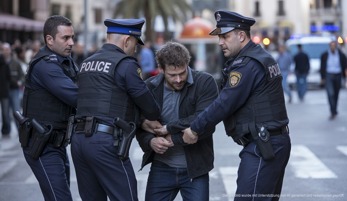 Polizeibeamte verhaften Verdächtigen bei einem Überfall in Palma