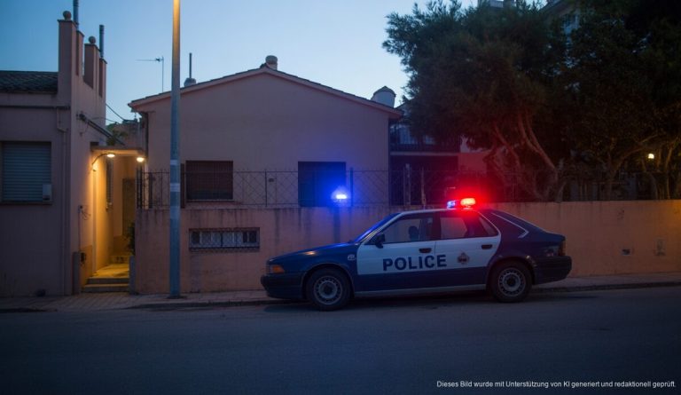 Gewaltverbrechen erschüttert Palma: Mann in Haft nach Messerangriff Polizeiauto vor einem Wohnhaus in Palma de Mallorca