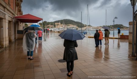 Regen und milde Temperaturen prägen Port d’Andratx Wetterlage Regen in Port d'Andratx mit Wolkenhimmel über dem Hafen
