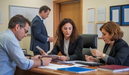 SEPE-Büro auf Palma de Mallorca mit Menschen in einer Warteschlange.