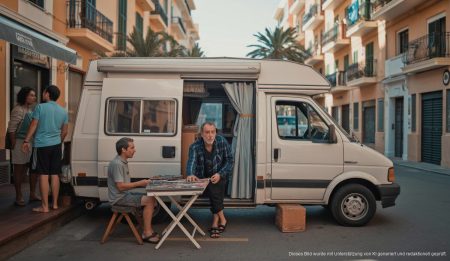 Deutscher Aussteiger Bernd Berres auf Mallorca beim Kunstverkauf