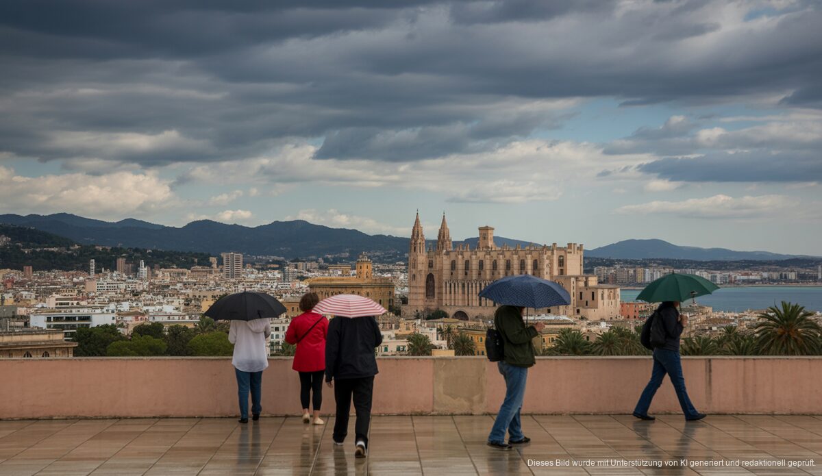 Mildes Wetter auf Mallorca: Wolken und Regen erwartet Dramatische Wolkendecke über Palma de Mallorca