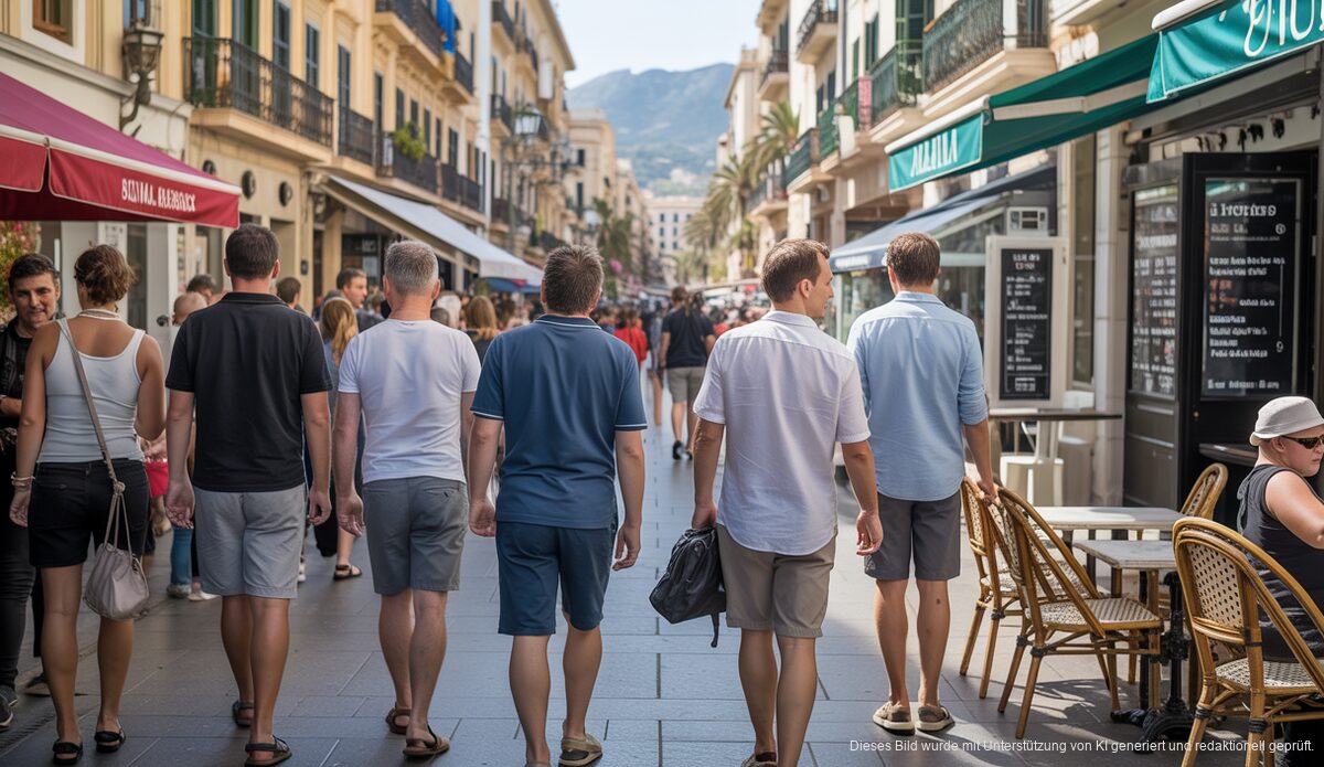 Palma de Mallorca Straßenbild mit Touristen und Lokalen