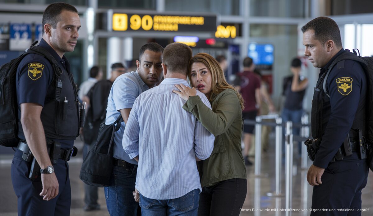 Angriff am Flughafen Palma: Polizei und Sicherheitskräfte nach einem Messerstich.