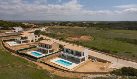 Luxusvillen im Bau auf Mallorca mit Pools und weiten Landschaften