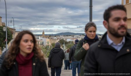 Bewölkter Himmel über Alcúdia auf Mallorca, mildes Winterwetter