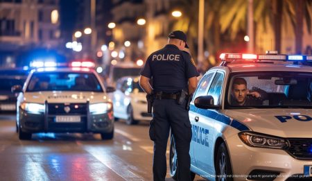 Chaotische Fahrten in Palma: Polizeieinsätze im Fokus Polizeieinsatz bei Nacht in den Straßen von Palma de Mallorca