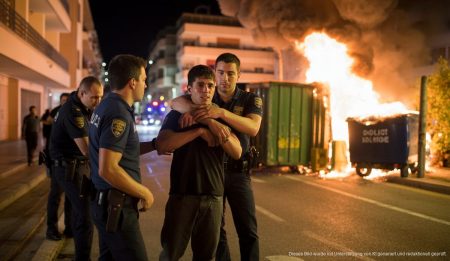 Polizeieinsatz in Palma de Mallorca bei Nacht wegen Brandanschlags