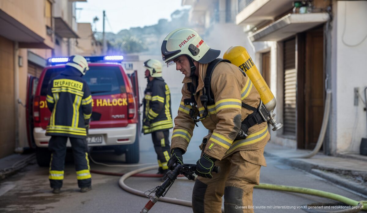 Feuerwehrkräfte im Einsatz bei einer Gasexplosion in Inca, Mallorca