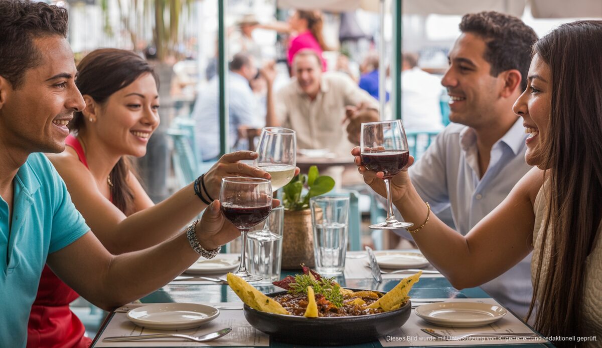 Ein lebhaftes Restaurant in Palma, moderne Dekoration und kolumbianische Elemente