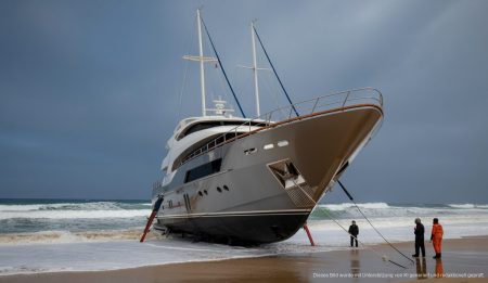 Drama um gestrandetete deutsche Yacht auf Mallorca Gestrandete Luxusyacht auf Mallorca nach Sturmtief Harry