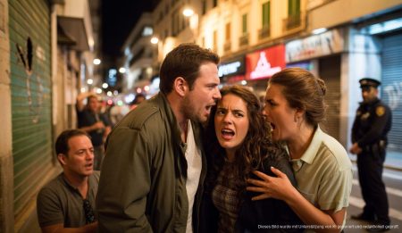 Diskothek in Palma bei Nacht mit polizeilichem Einsatz