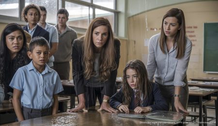Einblick in ein Klassenzimmer mit Wasserschäden auf Mallorca