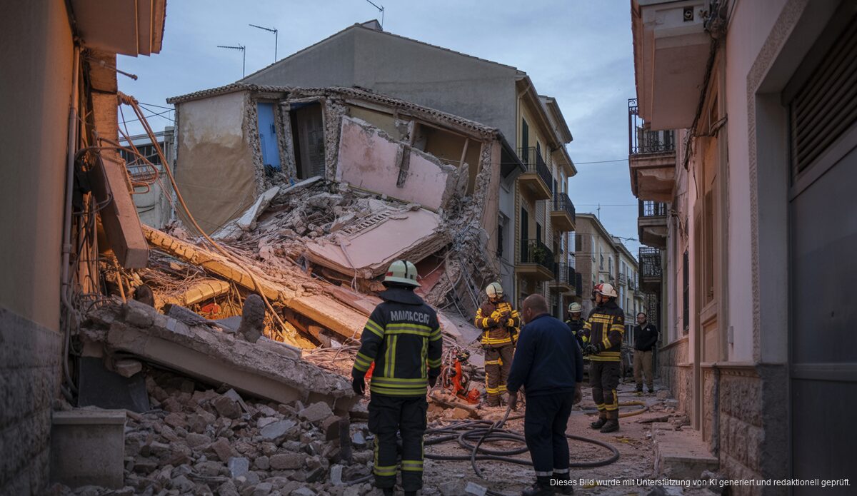 Einsatzkräfte bei einem Hauseinsturz in Manacor, Mallorca