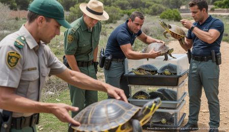 Guardia Civil bei Durchsuchung auf Mallorca, Schildkröten in Tanks