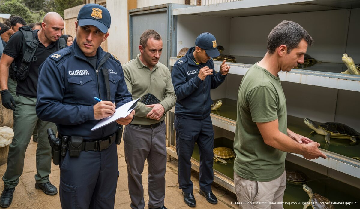 Die Guardia Civil führt eine Razzia in einer illegalen Schildkrötenzucht in Llucmajor, Mallorca durch.