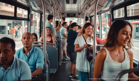 Kartenzahlung in Palmas Stadtbussen: Was sich ändert Personen im Bus in Palma de Mallorca nutzen Kartenzahlung
