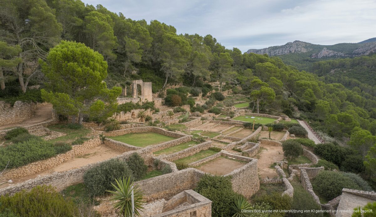 Berglandschaft und historische Bauten der Finca Sa Bastida