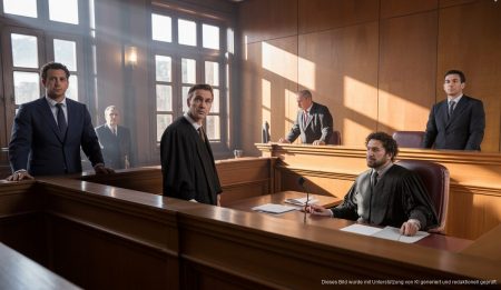 Gerichtssaal in Palma de Mallorca während der Verhandlungen über das Drogenkartell.