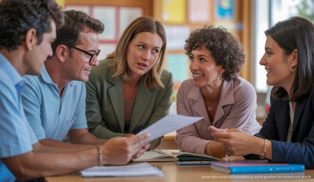 Lohnerhöhung für Balearen-Lehrer: Details zur Gehaltsanpassung 2025 Lehrer in einer Schule auf den Balearen diskutieren Gehaltsanpassungen