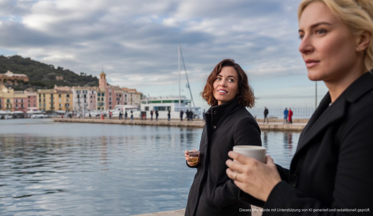 Mildes Winterwetter in Port d'Andratx mit Wolken und Hafenblick.