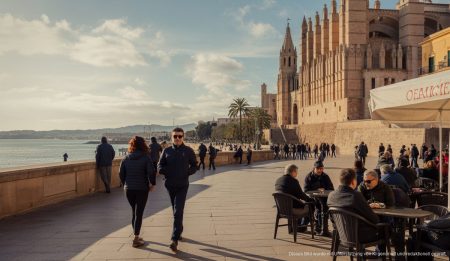 Mildes Winterwetter auf Mallorca mit Menschen im Freien