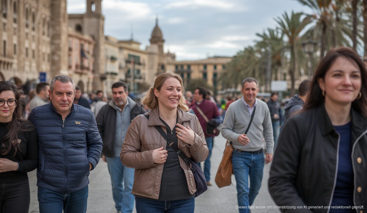 Mäßig bewölkter Himmel über Palma de Mallorca bei milden Temperaturen.