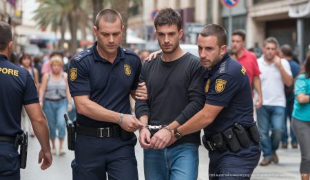 Vier Jahre Haft für zwei Gewalttaten in Palma Polizeieinsatz in Palma, Camp Redó, zeigt die Festnahme eines Verdächtigen.