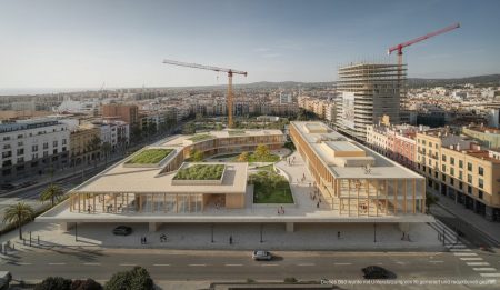 Architektonische Entwurfsdarstellung eines Bildungsprojekts in Palma de Mallorca.