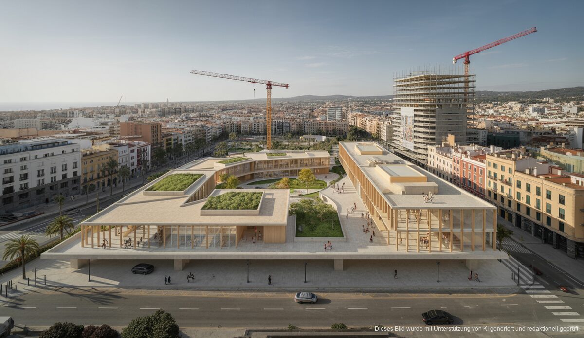 Architektonische Entwurfsdarstellung eines Bildungsprojekts in Palma de Mallorca.